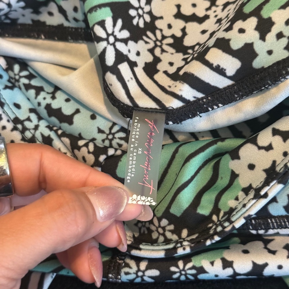 Free People Movement Leggings XS‎ Lose Control Daisy Check Activewear Green - Picture 4 of 7